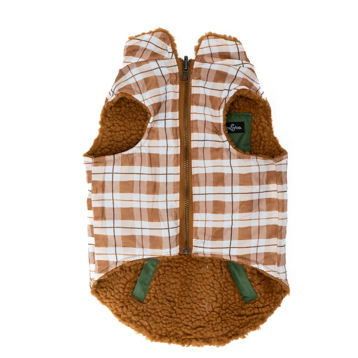 Lucy & Co The Plaid Hike Reversible Teddy Vest