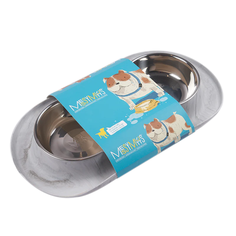 Messy Mutts Marble Silicone Double Feeder