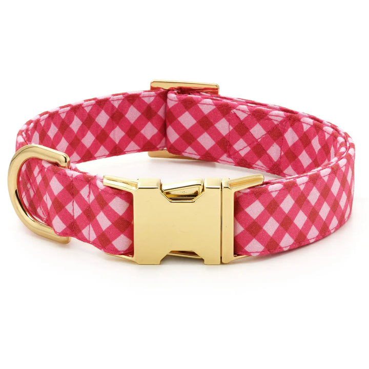 The Foggy Dog Raspberry Gingham Valentine's Day Dog Collar