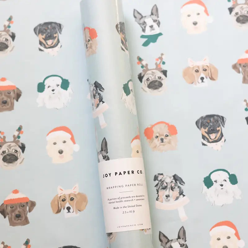 Joy Paper Holiday Dogs Wrapping Paper Roll