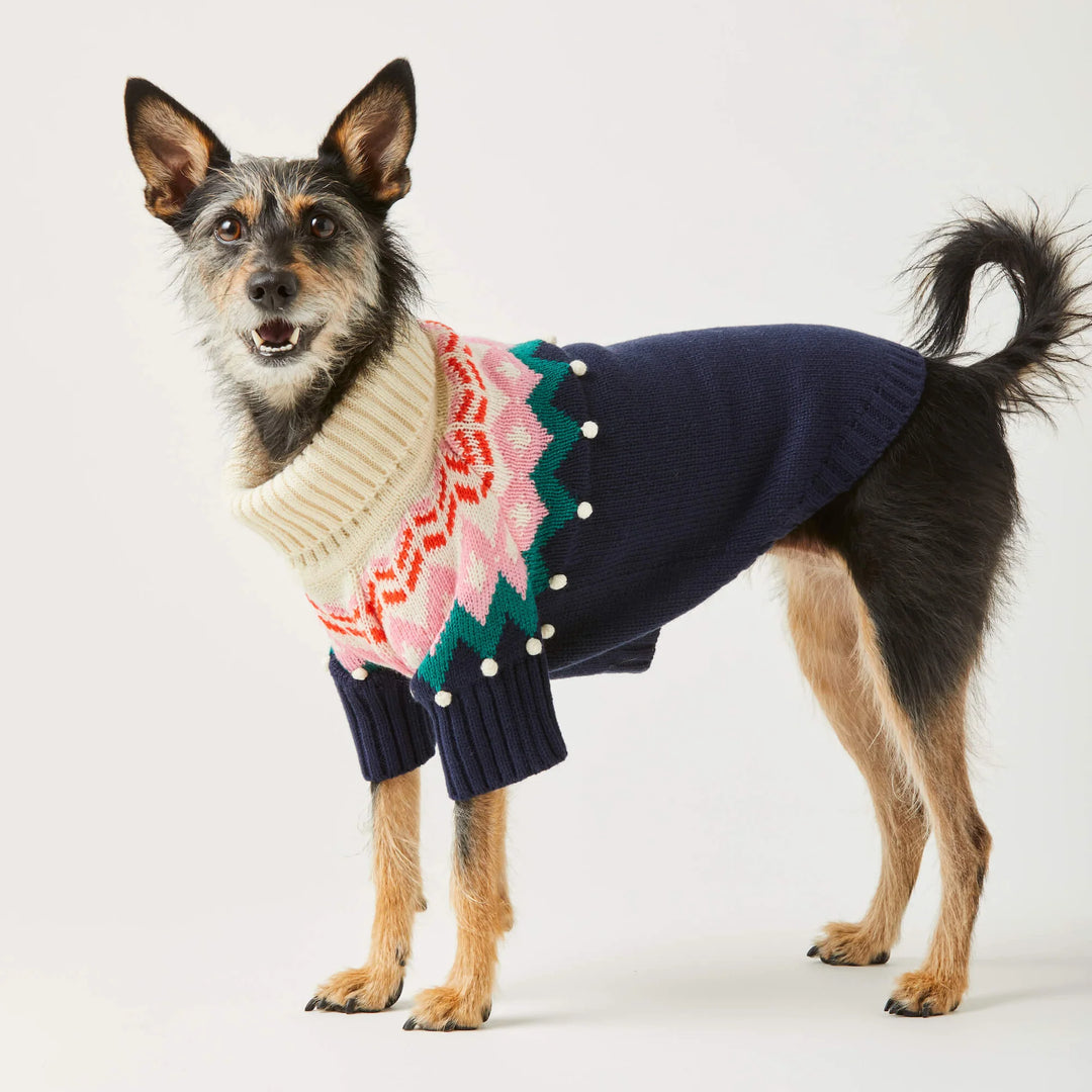 The Foggy Dog Faire Isle Bobble Dog Sweater