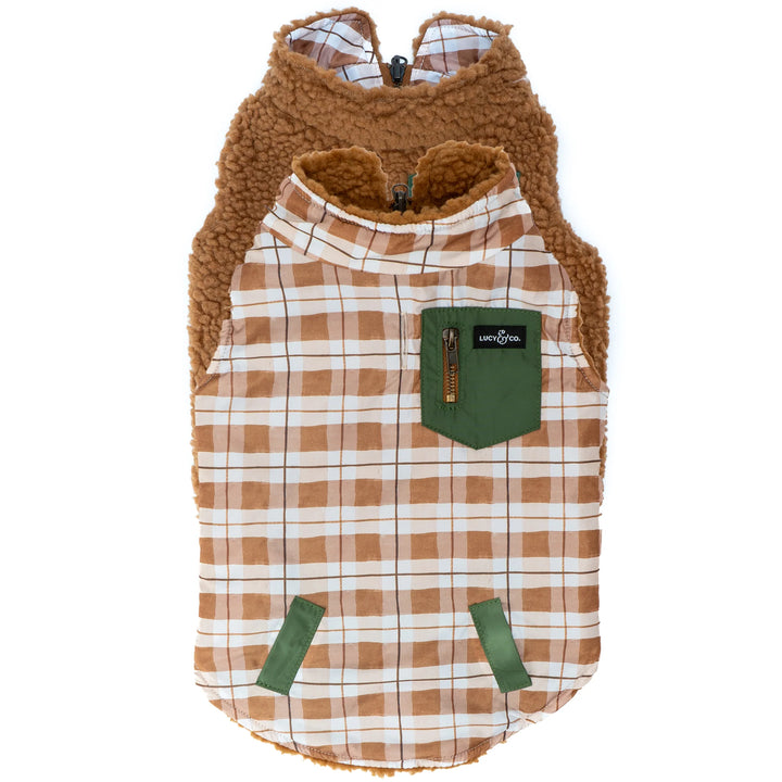 Lucy & Co The Plaid Hike Reversible Teddy Vest