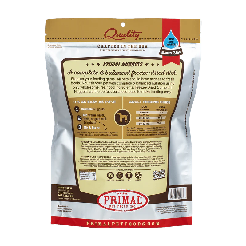 Primal Dog Freeze Dried Lamb Nuggets